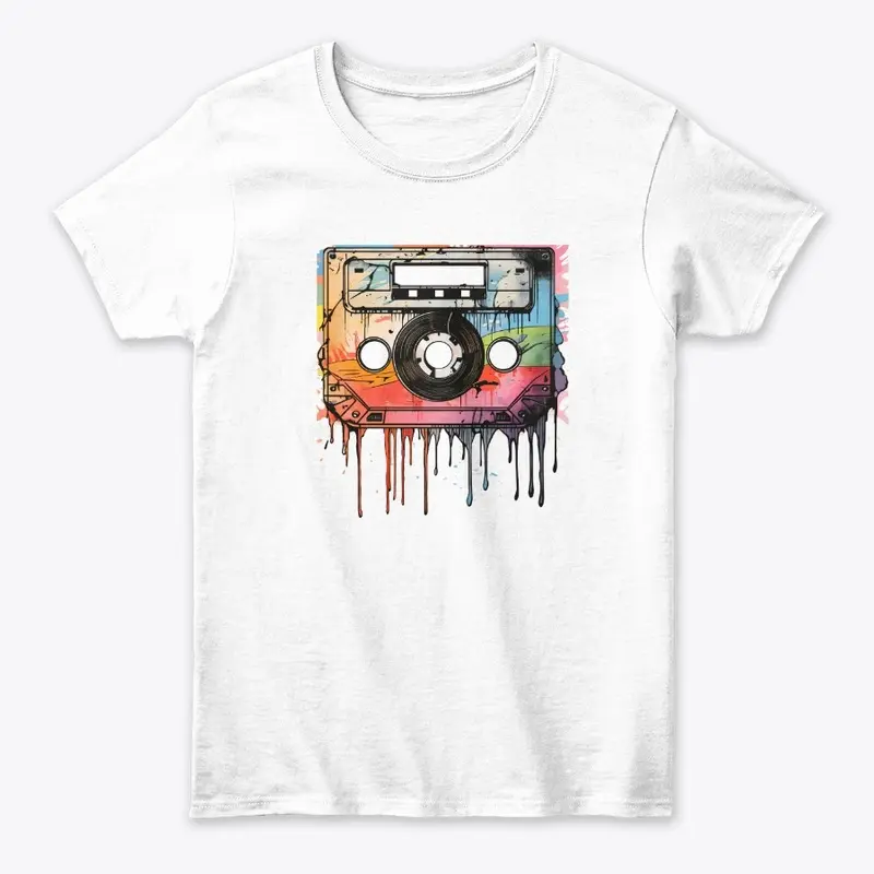 Retro Cassette Color Splash Tee