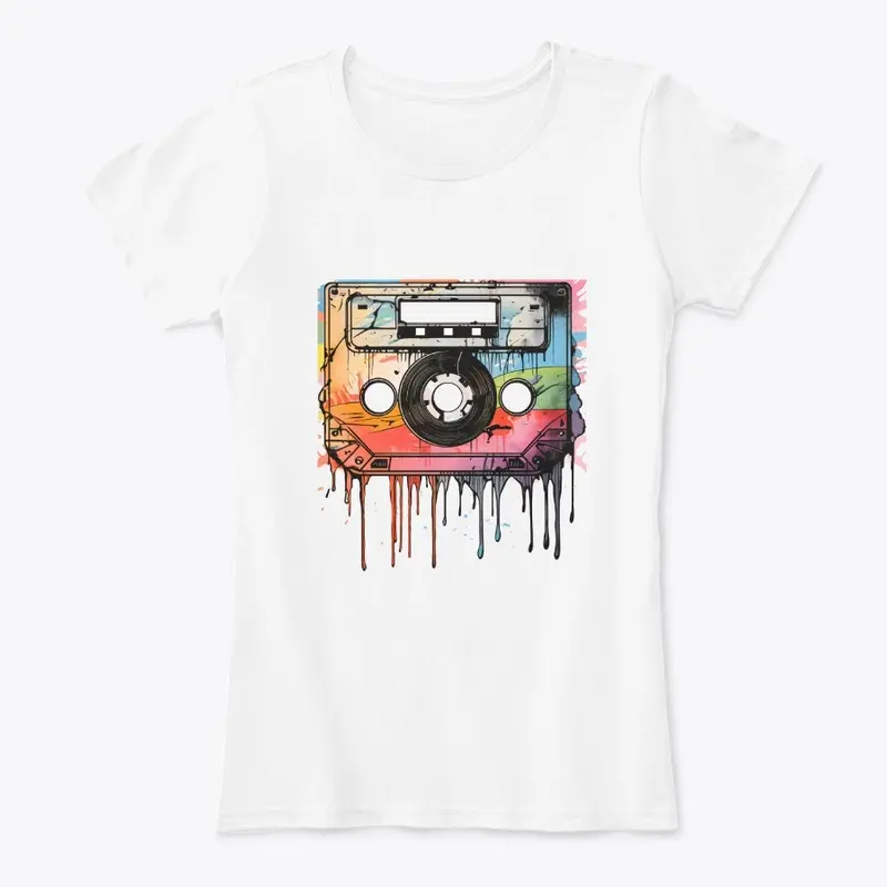 Retro Cassette Color Splash Tee